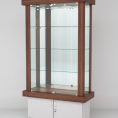 Витрина ЭЛИТА №3-1 (задняя стенка - зеркало), Орех-Серый