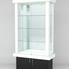 Витрина ЭЛИТА №3-1 (задняя стенка - зеркало), Белый-Черный