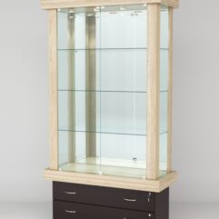 Витрина ЭЛИТА №3-2 (задняя стенка - зеркало), Дуб Сонома-Дуб Венге