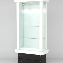 Витрина ЭЛИТА №4-2 (задняя стенка - ДСП), Белый-Черный