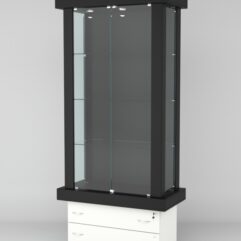 Витрина ЭЛИТА №4-2 (задняя стенка - ДСП), Черный-Белый