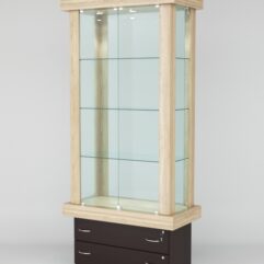 Витрина ЭЛИТА №5-2 (задняя стенка - стекло), Дуб Сонома-Дуб Венге
