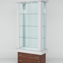 Витрина ЭЛИТА №5-2 (задняя стенка - стекло), Серый-Орех