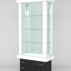 Витрина ЭЛИТА №5-2 (задняя стенка - стекло), Белый-Черный