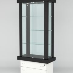 Витрина ЭЛИТА №5-2 (задняя стенка - стекло), Черный-Белый