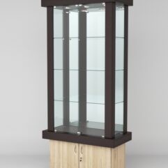 Витрина ЭЛИТА №6-1 (задняя стенка - зеркало), Дуб Венге-Дуб Сонома