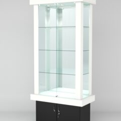 Витрина ЭЛИТА №6-1 (задняя стенка - зеркало), Белый-Черный