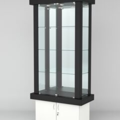 Витрина ЭЛИТА №6-1 (задняя стенка - зеркало), Черный-Белый