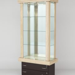 Витрина ЭЛИТА №6-2 (задняя стенка - зеркало), Дуб Сонома-Дуб Венге