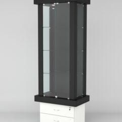 Витрина ЭЛИТА №7-2 (задняя стенка - ДСП), Черный-Белый