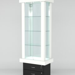 Витрина ЭЛИТА №8-2 (задняя стенка - стекло), Белый-Черный