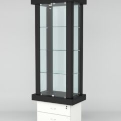 Витрина ЭЛИТА №8-2 (задняя стенка - стекло), Черный-Белый