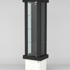 Витрина ЭЛИТА №10-2 (задняя стенка - ДСП), Черный-Белый