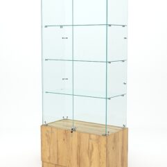 Витрина стеклянная КРИСТАЛЛ №5 (с дверками, задняя стенка - стекло), Дуб Золотистый