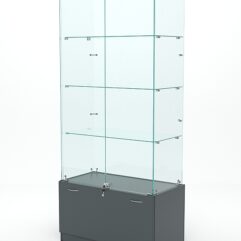 Витрина стеклянная КРИСТАЛЛ №5 (с дверками, задняя стенка - стекло), Темно-Серый