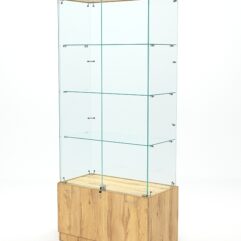 Витрина стеклянная КРИСТАЛЛ №1 (с дверками, задняя стенка - стекло), Дуб Золотистый