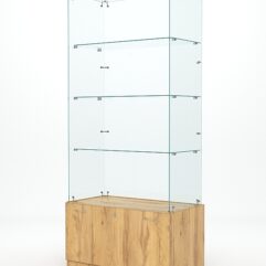 Витрина стеклянная КРИСТАЛЛ №105 (без дверок, задняя стенка - стекло), Дуб Золотистый