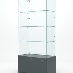 Витрина стеклянная КРИСТАЛЛ №105 (без дверок, задняя стенка - стекло), Темно-Серый
