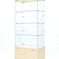 Витрина стеклянная КРИСТАЛЛ №101 (без дверок, задняя стенка - стекло), Крем Вайс