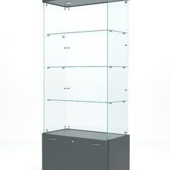 Витрина стеклянная КРИСТАЛЛ №101 (без дверок, задняя стенка - стекло), Темно-Серый