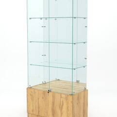 Витрина стеклянная КРИСТАЛЛ №7 (с дверками, задняя стенка - зеркало), Дуб Золотистый