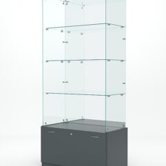 Витрина стеклянная КРИСТАЛЛ №107 (без дверок, задняя стенка - зеркало), Темно-Серый