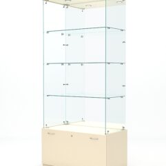 Витрина стеклянная КРИСТАЛЛ №103 (без дверок, задняя стенка - зеркало), Крем Вайс