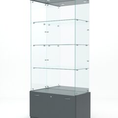 Витрина стеклянная КРИСТАЛЛ №103 (без дверок, задняя стенка - зеркало), Темно-Серый