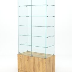 Витрина стеклянная КРИСТАЛЛ №505 (с дверками, задняя стенка - стекло), Дуб Золотистый