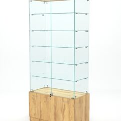 Витрина стеклянная КРИСТАЛЛ №501 (с дверками, задняя стенка - стекло), Дуб Золотистый