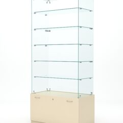 Витрина стеклянная КРИСТАЛЛ №605 (без дверок, задняя стенка - стекло), Крем Вайс