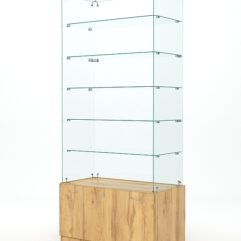 Витрина стеклянная КРИСТАЛЛ №605 (без дверок, задняя стенка - стекло), Дуб Золотистый