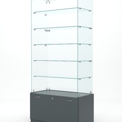 Витрина стеклянная КРИСТАЛЛ №605 (без дверок, задняя стенка - стекло), Темно-Серый