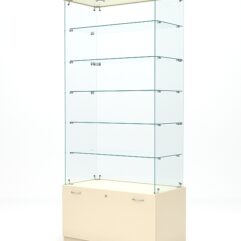 Витрина стеклянная КРИСТАЛЛ №601 (без дверок, задняя стенка - стекло), Крем Вайс