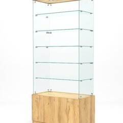 Витрина стеклянная КРИСТАЛЛ №601 (без дверок, задняя стенка - стекло), Дуб Золотистый