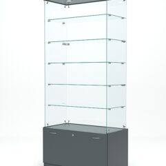 Витрина стеклянная КРИСТАЛЛ №601 (без дверок, задняя стенка - стекло), Темно-Серый