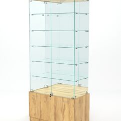 Витрина стеклянная КРИСТАЛЛ №503 (с дверками, задняя стенка - зеркало), Дуб Золотистый