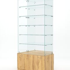 Витрина стеклянная КРИСТАЛЛ №607 (без дверок, задняя стенка - зеркало), Дуб Золотистый