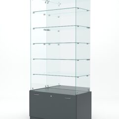 Витрина стеклянная КРИСТАЛЛ №607 (без дверок, задняя стенка - зеркало), Темно-Серый