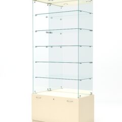 Витрина стеклянная КРИСТАЛЛ №603 (без дверок, задняя стенка - зеркало), Крем Вайс