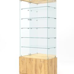 Витрина стеклянная КРИСТАЛЛ №603 (без дверок, задняя стенка - зеркало), Дуб Золотистый
