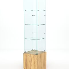 Витрина стеклянная КРИСТАЛЛ №6 (с дверкой, задняя стенка - стекло), Дуб Золотистый