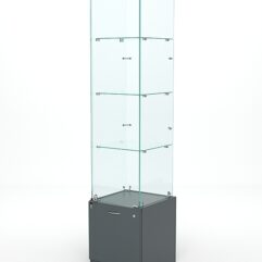 Витрина стеклянная КРИСТАЛЛ №6 (с дверкой, задняя стенка - стекло), Темно-Серый
