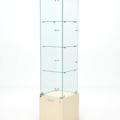 Витрина стеклянная КРИСТАЛЛ №2 (с дверкой, задняя стенка - стекло), Крем Вайс