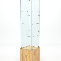 Витрина стеклянная КРИСТАЛЛ №2 (с дверкой, задняя стенка - стекло), Дуб Золотистый