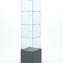 Витрина стеклянная КРИСТАЛЛ №2 (с дверкой, задняя стенка - стекло), Темно-Серый