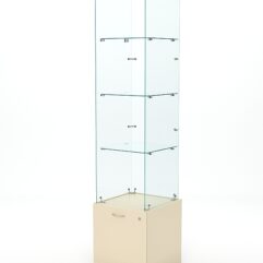 Витрина стеклянная КРИСТАЛЛ №106 (без дверки, задняя стенка - стекло), Крем Вайс
