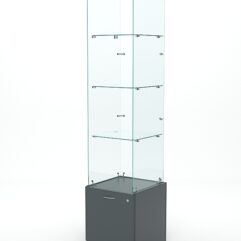 Витрина стеклянная КРИСТАЛЛ №106 (без дверки, задняя стенка - стекло), Темно-Серый