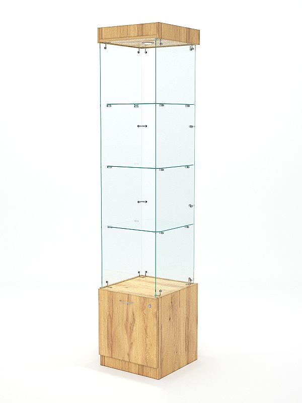 Витрина стеклянная КРИСТАЛЛ №102 (без дверки, задняя стенка - стекло), Дуб Золотистый