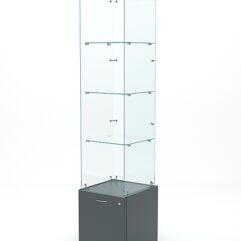 Витрина стеклянная КРИСТАЛЛ №102 (без дверки, задняя стенка - стекло), Темно-Серый